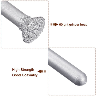 Harfington Diamond Mounted Points 60 Grit 10.3mm Flat Head Grinding Rotary Bit 2pcs