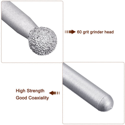 Harfington Diamond Mounted Points 60 Grit 8.5mm Sphere Head Grinding Rotary Bit 2pcs