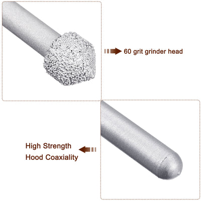 Harfington Diamond Mounted Points 60 Grit 10.5mm Cone Head 6mm Shank Grinding Rotary Bit