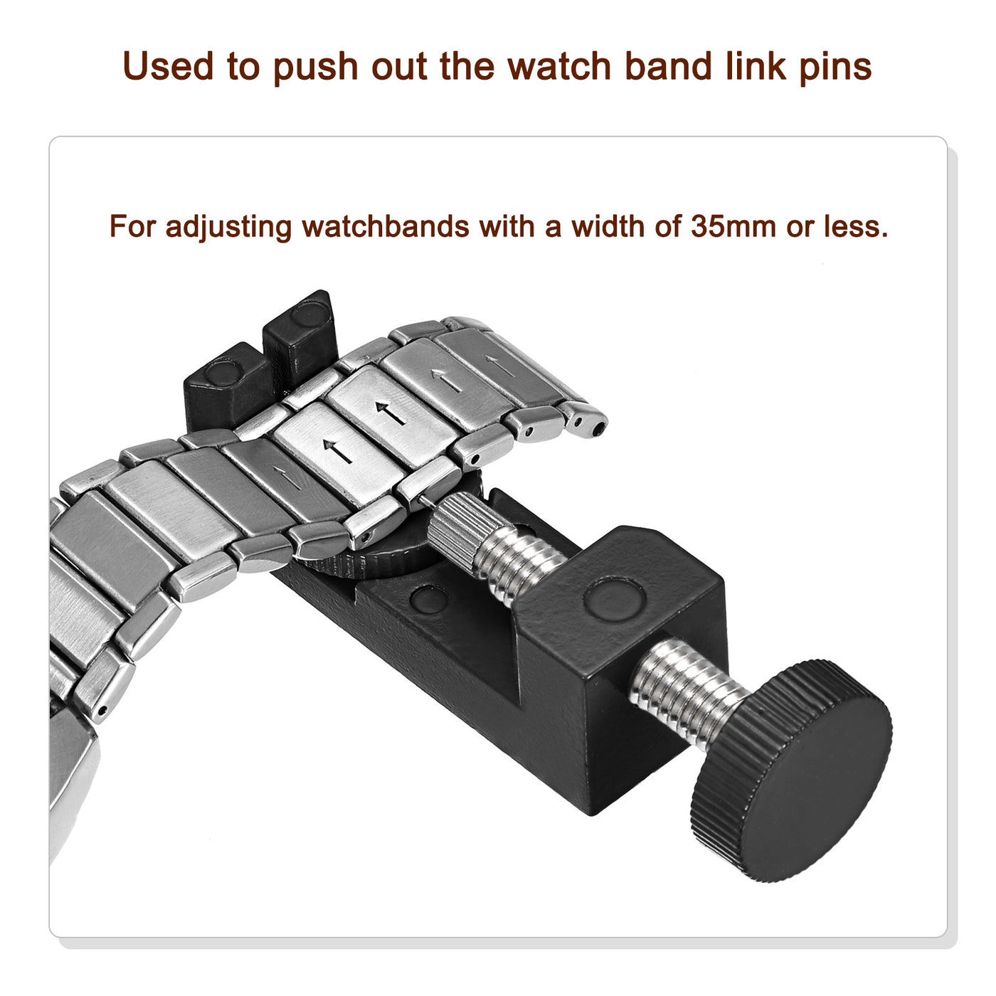 Harfington Strap Link Pin Removal Tool with 3 Pins, 35mm Adjustable Width for Re-size Watch Band, Black