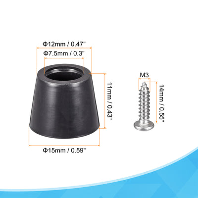 Harfington 15mm W x 11mm H Rubber Bumper Feet, Stainless Steel Screws and Washer 200pcs