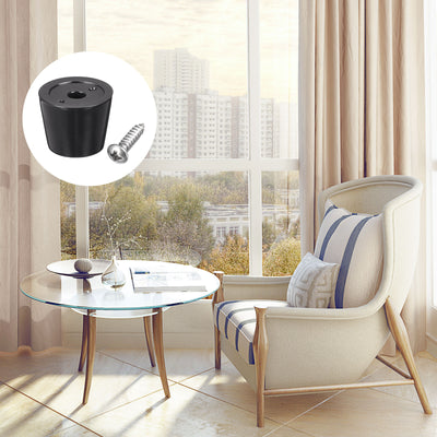 Harfington 15mm W x 11mm H Rubber Bumper Feet, Stainless Steel Screws and Washer 100pcs