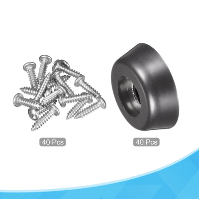 Harfington 15mm W x 5mm H Rubber Bumper Feet, Stainless Steel Screws and Washer 40pcs
