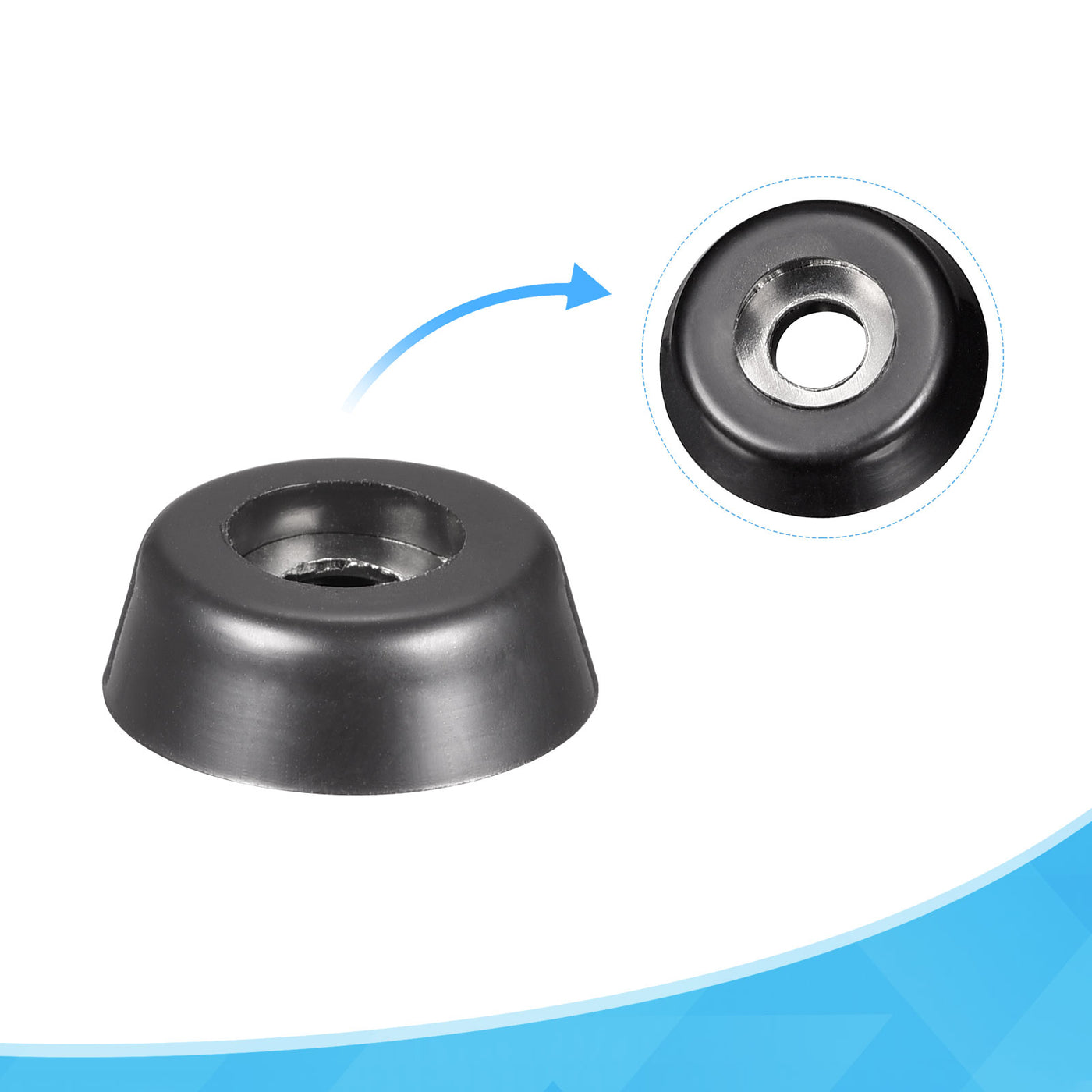 Harfington 15mm W x 5mm H Rubber Bumper Feet, Stainless Steel Screws and Washer 40pcs