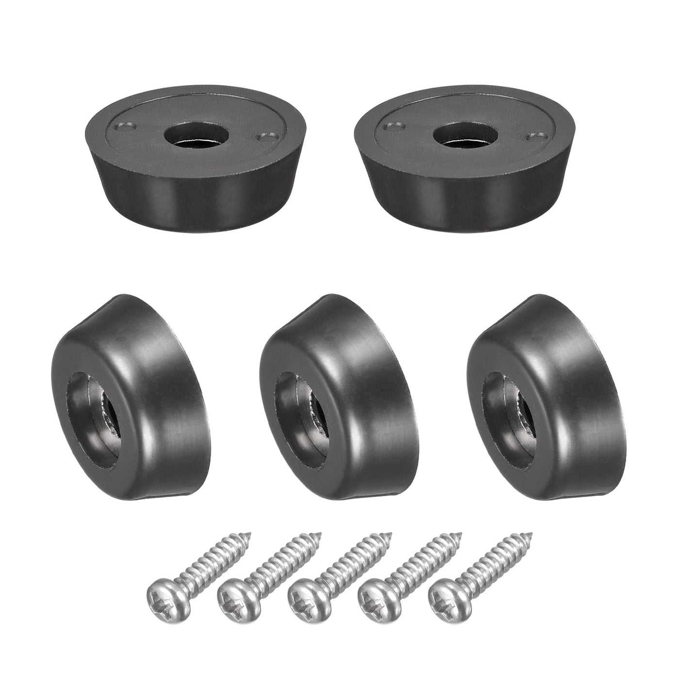 Harfington 15mm W x 5mm H Rubber Bumper Feet, Stainless Steel Screws and Washer 40pcs