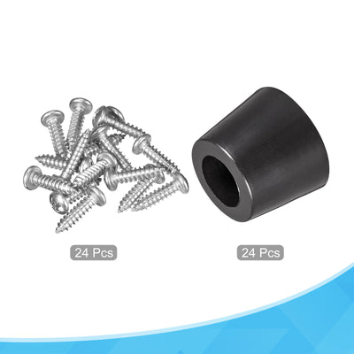 Harfington 15mm W x 12mm H Rubber Bumper Feet, Stainless Steel Screws and Washer 24pcs