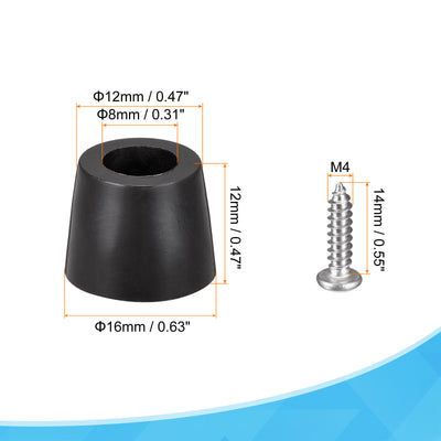 Harfington 16mm W x 12mm H Rubber Bumper Feet, Stainless Steel Screws and Washer 50pcs