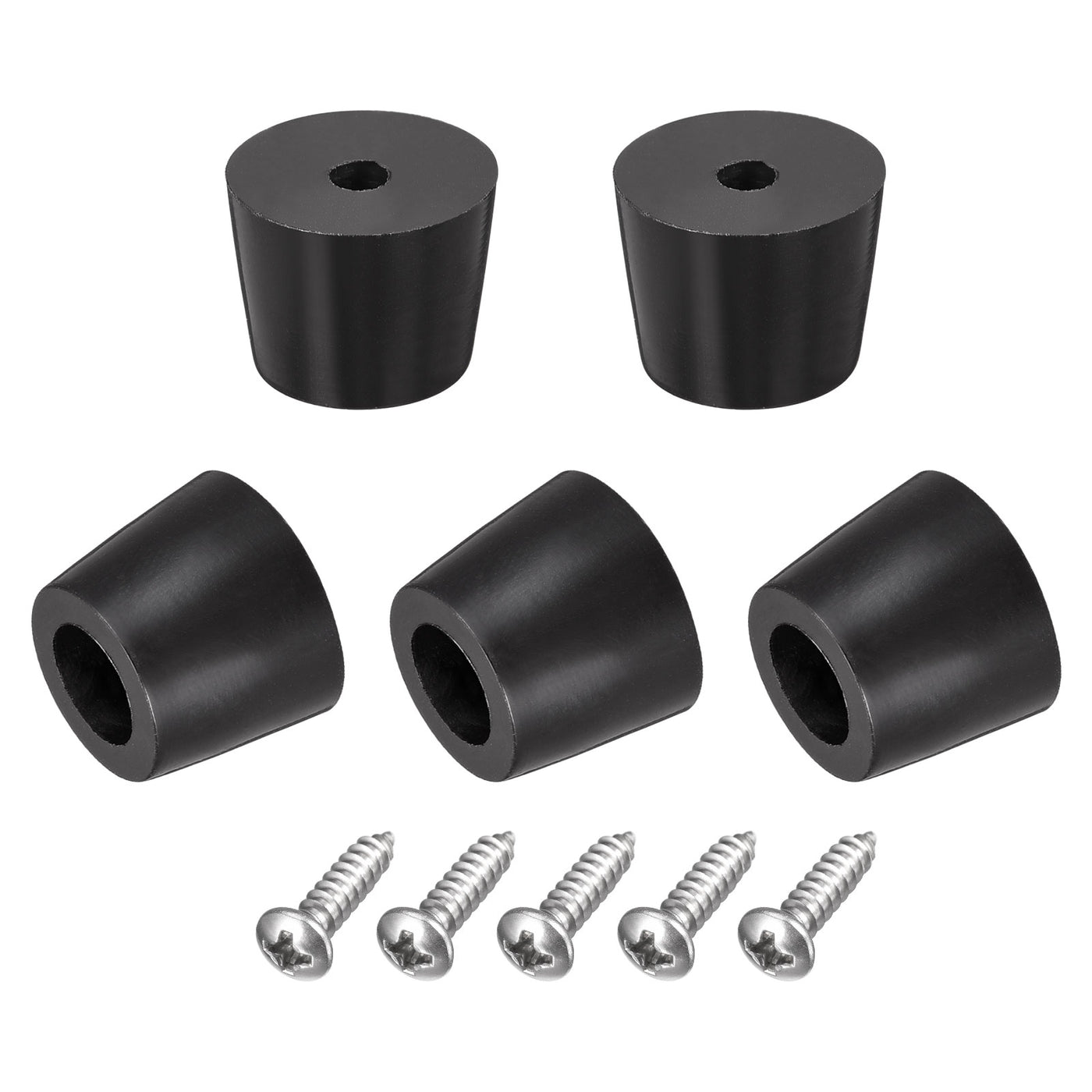 Harfington 16mm W x 12mm H Rubber Bumper Feet, Stainless Steel Screws and Washer 50pcs