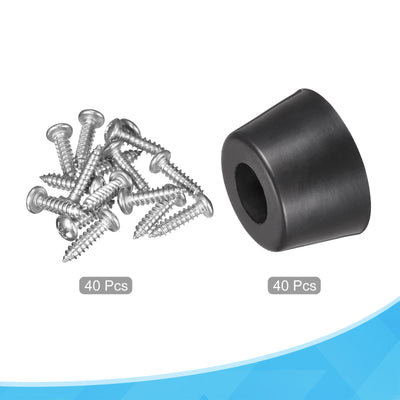 Harfington 16mm W x 10mm H Rubber Bumper Feet, Stainless Steel Screws and Washer 40pcs