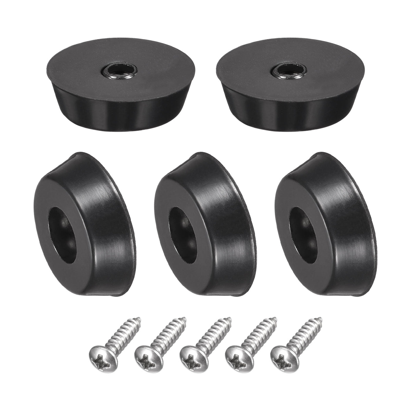 Harfington 17mm W x 5mm H Rubber Bumper Feet, Stainless Steel Screws and Washer 36pcs