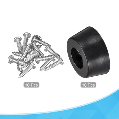 Harfington 17mm W x 8mm H Rubber Bumper Feet, Stainless Steel Screws and Washer 10pcs