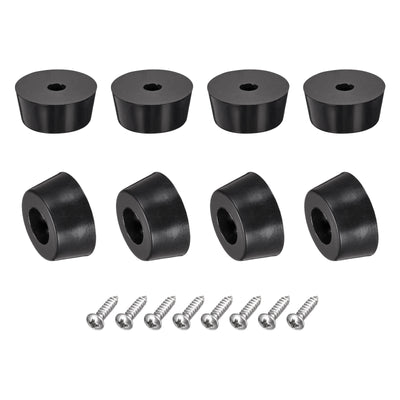 Harfington 17mm W x 8mm H Rubber Bumper Feet, Stainless Steel Screws and Washer 8pcs