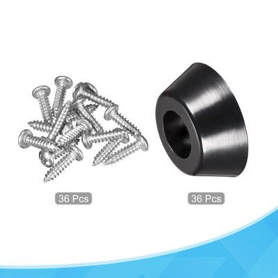 Harfington 19 mm B x 7 mm H Gummipufferfüße, Edelstahlschrauben und Unterlegscheiben, 36 Stück