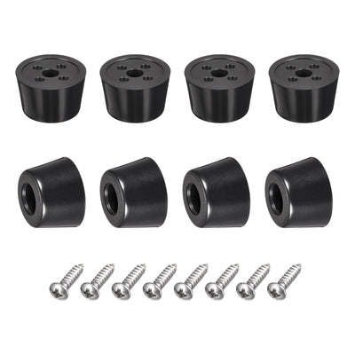 Harfington 19mm W x 12mm H Rubber Bumper Feet, Stainless Steel Screws and Washer 8pcs