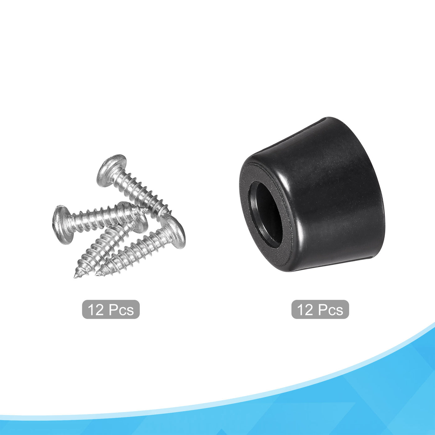 Harfington 19mm W x 12mm H Rubber Bumper Feet, Stainless Steel Screws and Washer 12pcs