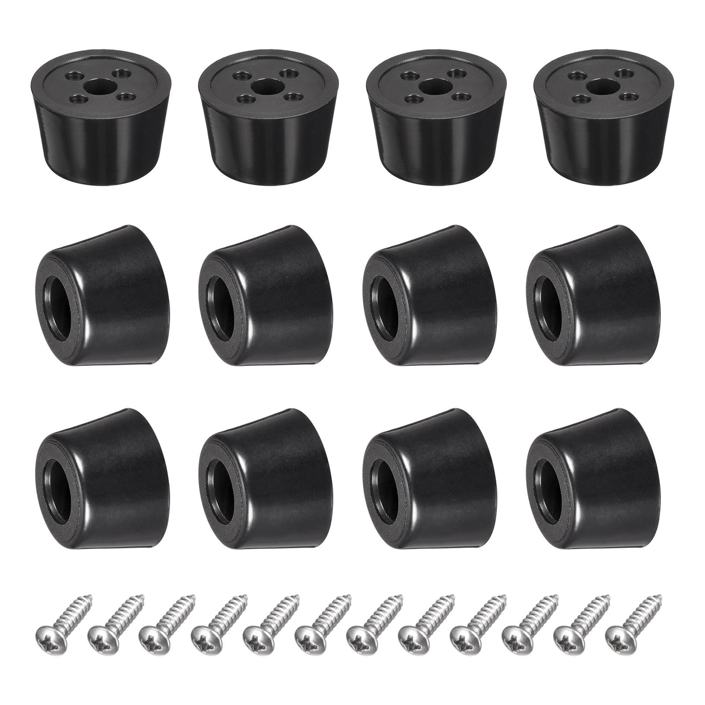 Harfington 19mm W x 12mm H Rubber Bumper Feet, Stainless Steel Screws and Washer 12pcs