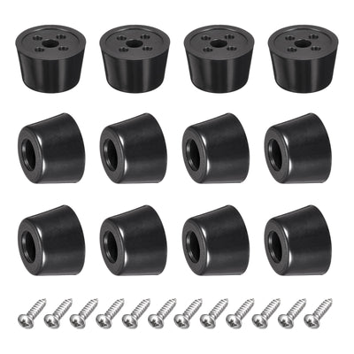 Harfington 19mm W x 12mm H Rubber Bumper Feet, Stainless Steel Screws and Washer 12pcs