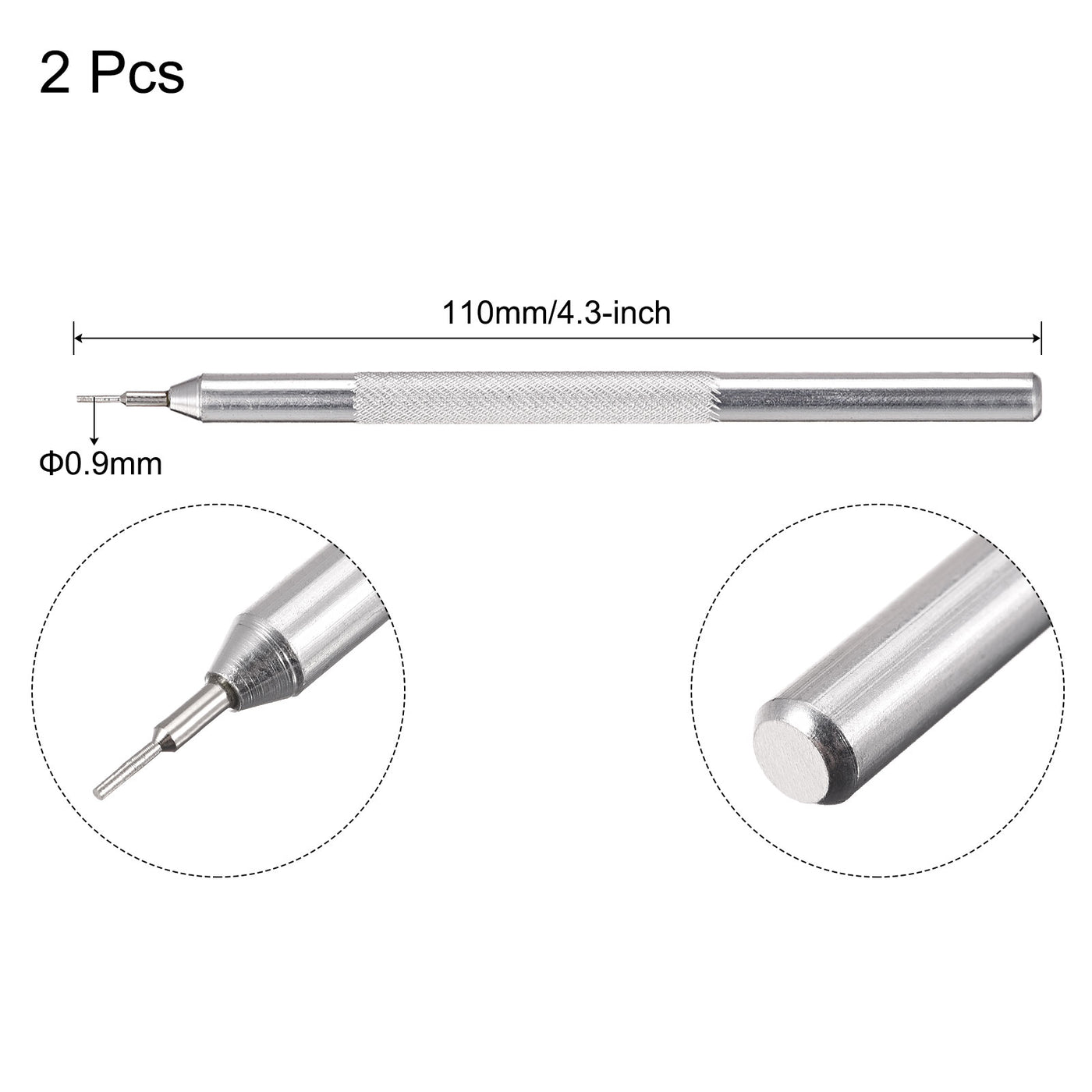 Harfington Watch Band Pin Punch 0.9mm Dia Watch Straps Link Pin Remover Repair Tools 2 Pcs