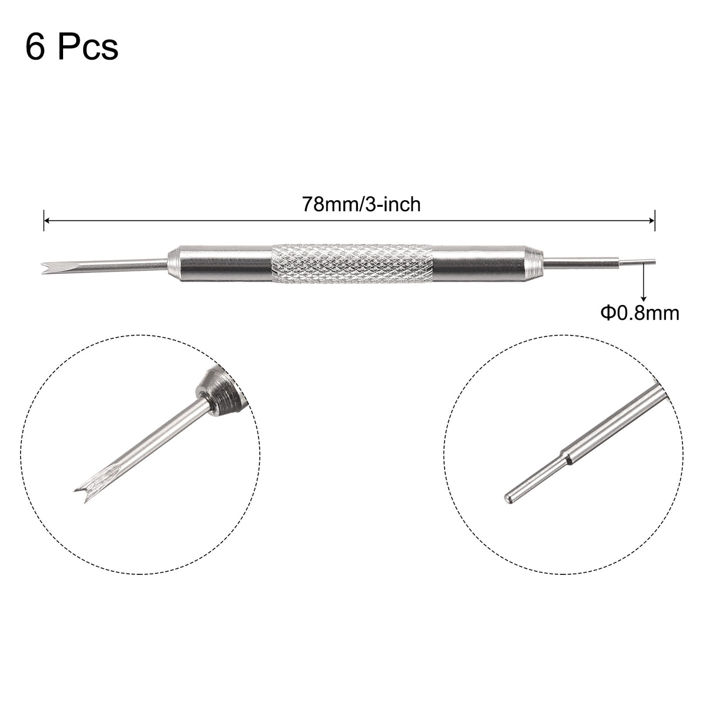 Harfington Watch Spring Bar Tool 0.8mm Pin Dia Watch Spring Link Pin Removal Tool for Watch Repair 6 Pcs