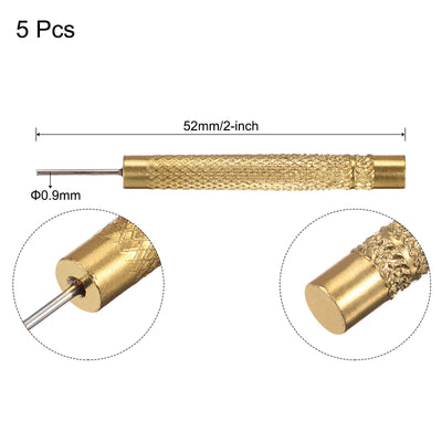 Harfington Watch Band Pin Punch 0.9mm Dia Brass Watch Straps Link Pin Remover Repair Tools Gold Tone 5 Pcs