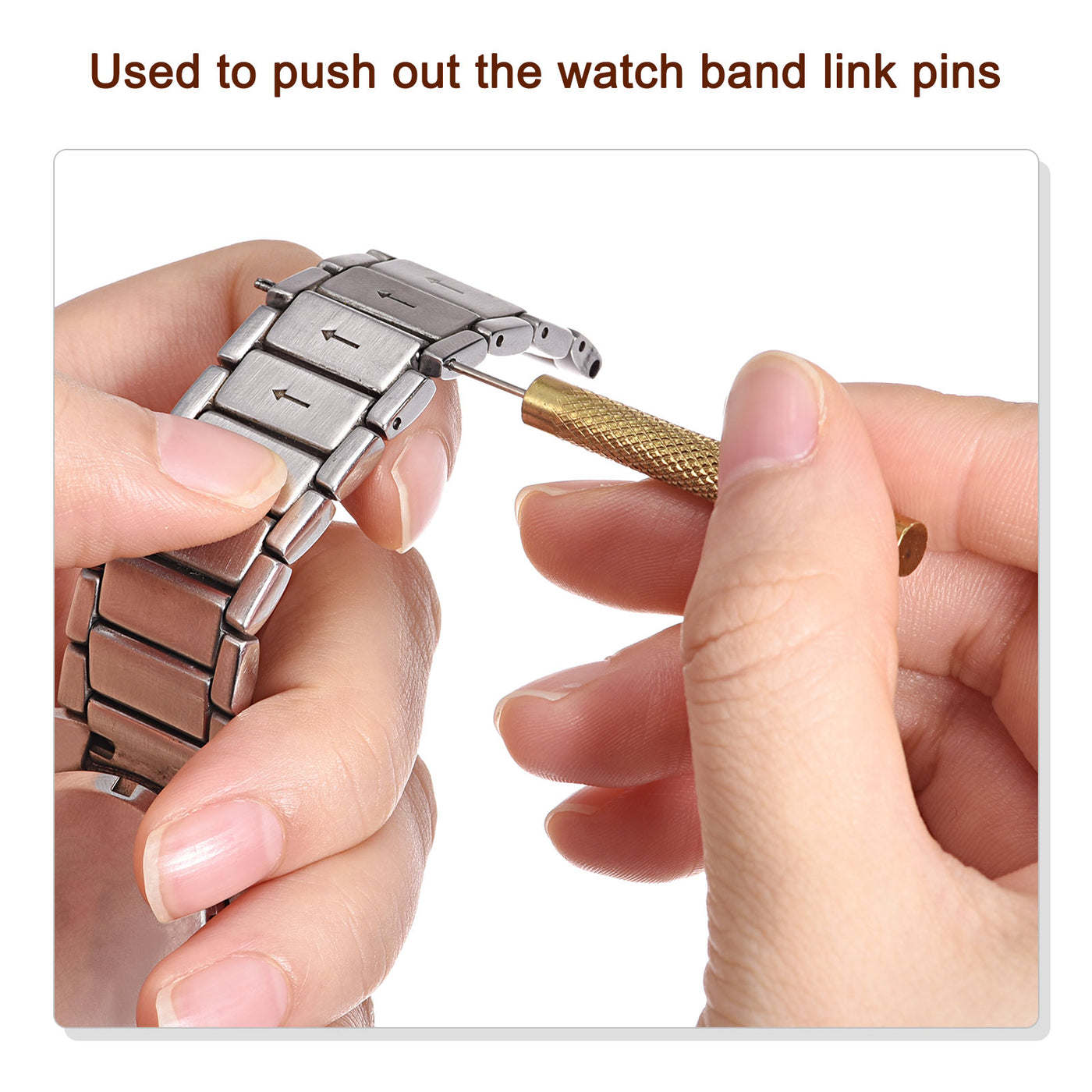 Harfington Watch Band Pin Punch 0.9mm Dia Brass Watch Straps Link Pin Remover Repair Tools Gold Tone 5 Pcs