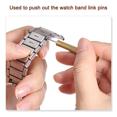 Harfington Watch Band Pin Punch 0.9mm Dia Brass Watch Straps Link Pin Remover Repair Tools Gold Tone 5 Pcs