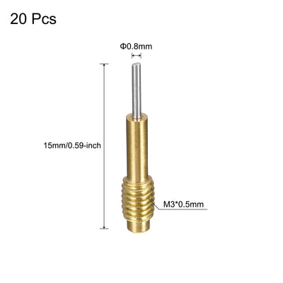 Harfington 20pcs Replace Pins for Watch Band Pin Punch Tool 0.8mm Dia Brass Link Pin Remover Punch Pins M3x0.5 Threads