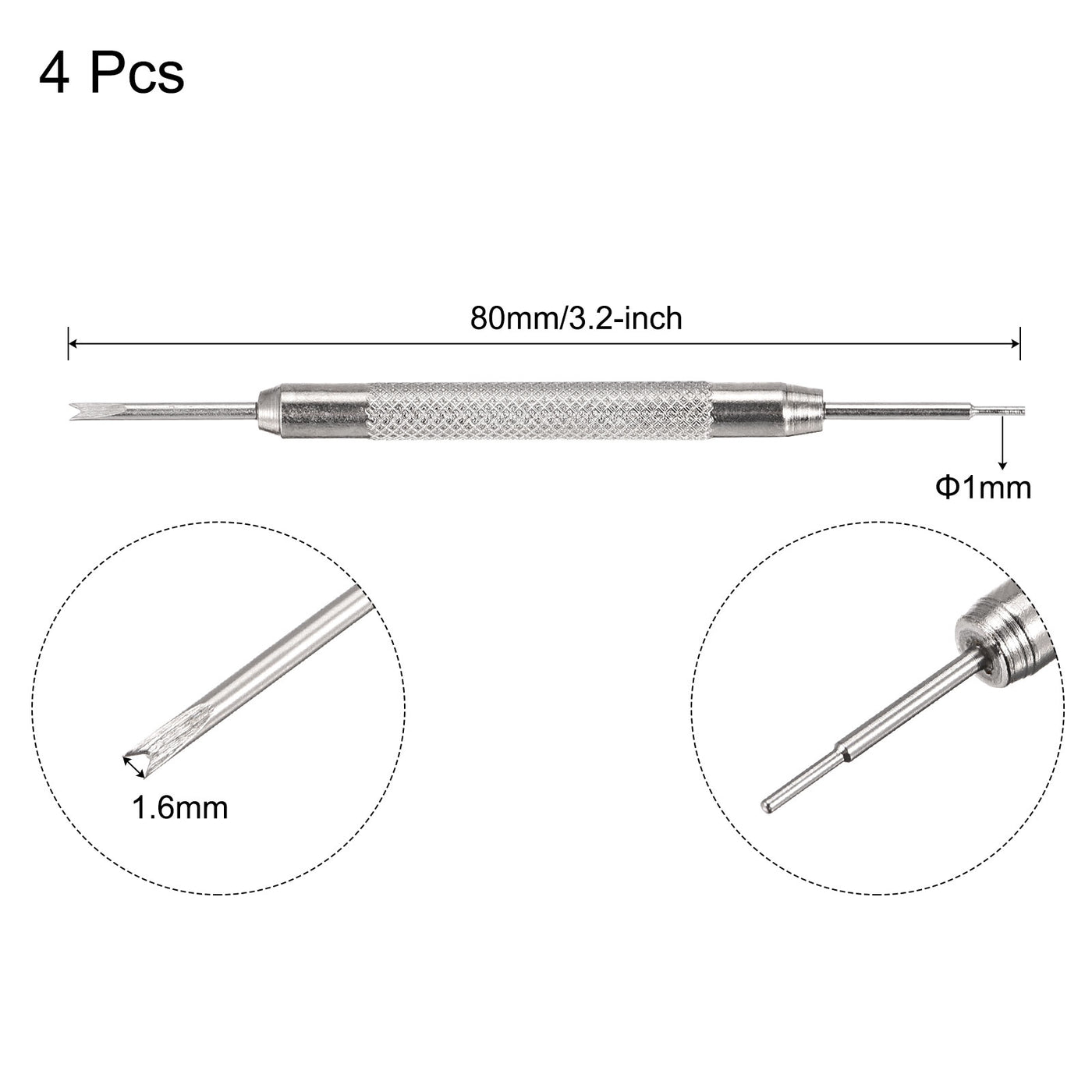 Harfington Watch Spring Bar Tool 1mm Pin Dia Watch Spring Link Pin Removal Tool for Watch Repair 4 Pcs