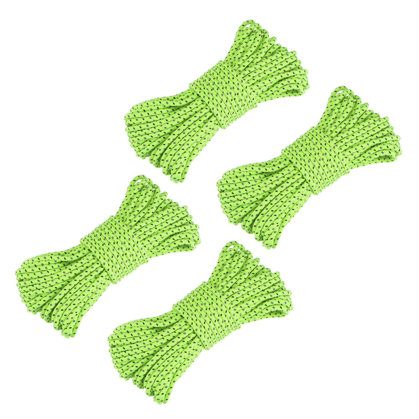 Harfington Tent Rope 2.5mm 32.81ft Polyester Cord Fluorescent Reflective Green 4Pcs