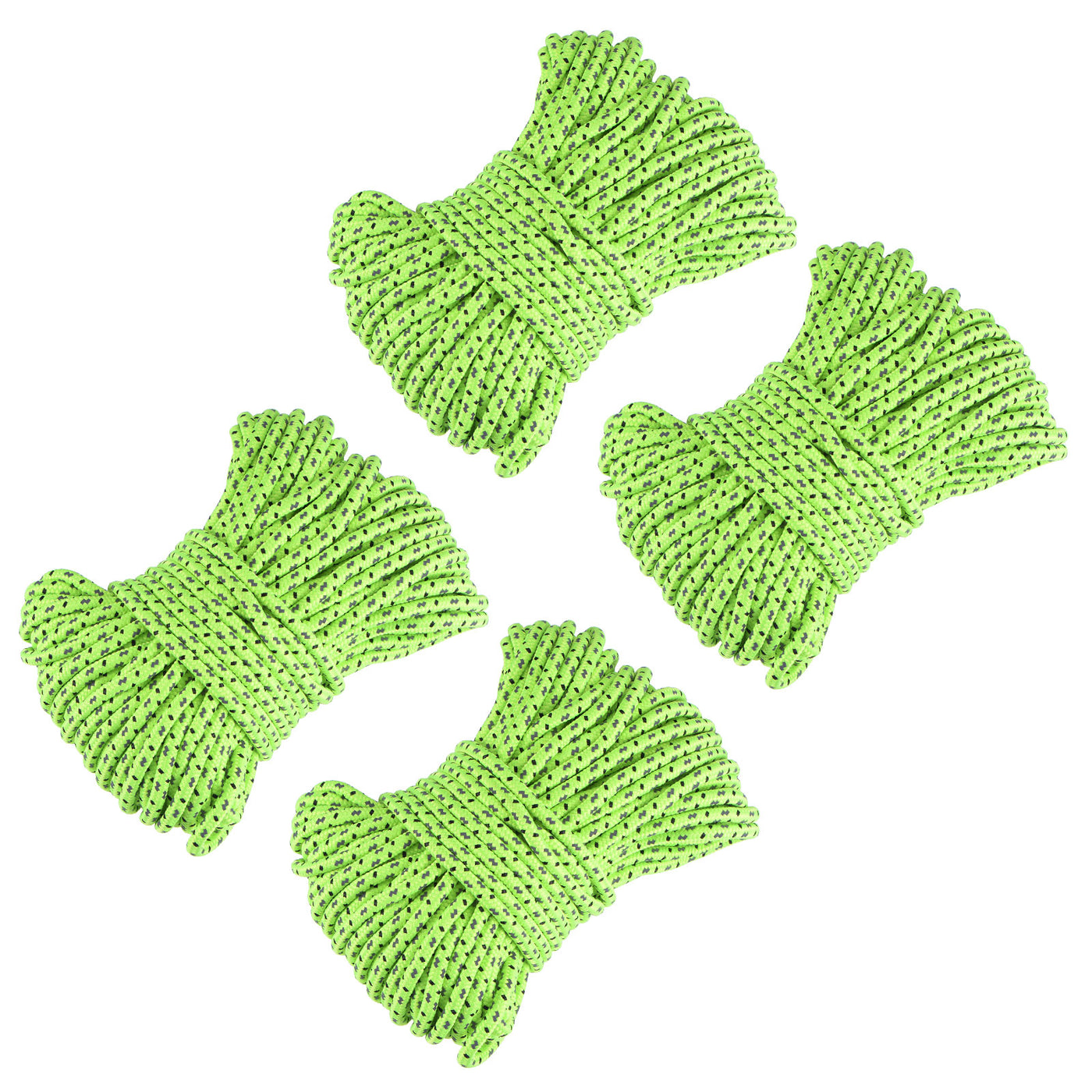 Harfington Tent Rope 4mm 65.62ft Polyester Cord Fluorescent Reflective Green 4Pcs