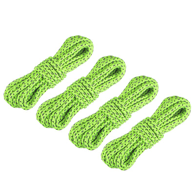Harfington Tent Rope 4mm 16.4ft Polyester Cord Fluorescent Reflective Green 4Pcs