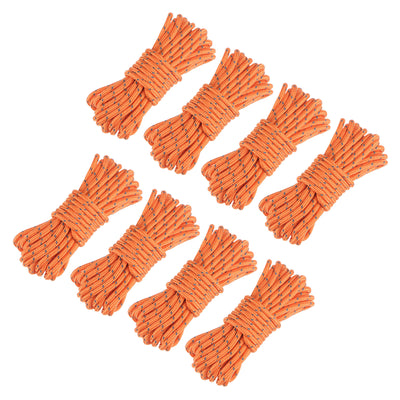 Harfington Tent Rope 3mm 13.12ft Polyester Cord Fluorescent Reflective Orange 8Pcs