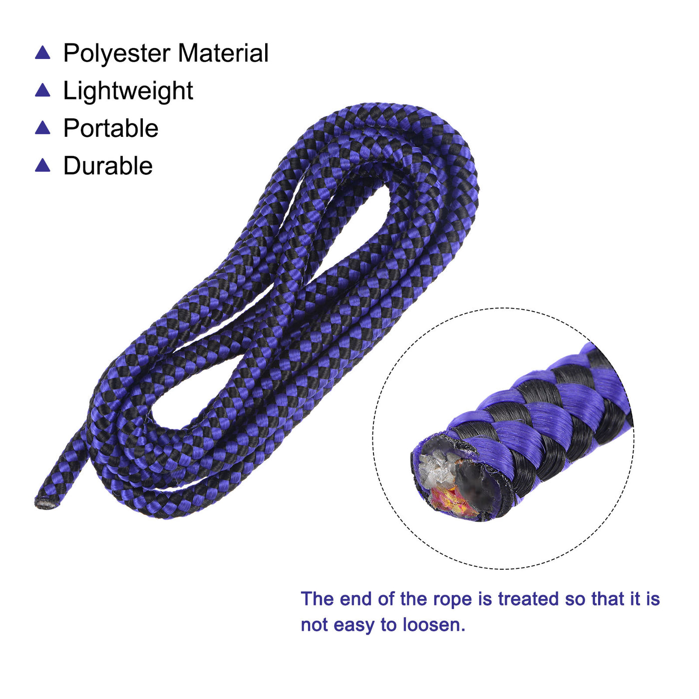 Harfington Tent Rope 8mm 5.91ft Polyester Cord Fluorescent Reflective Black Blue 2Pcs
