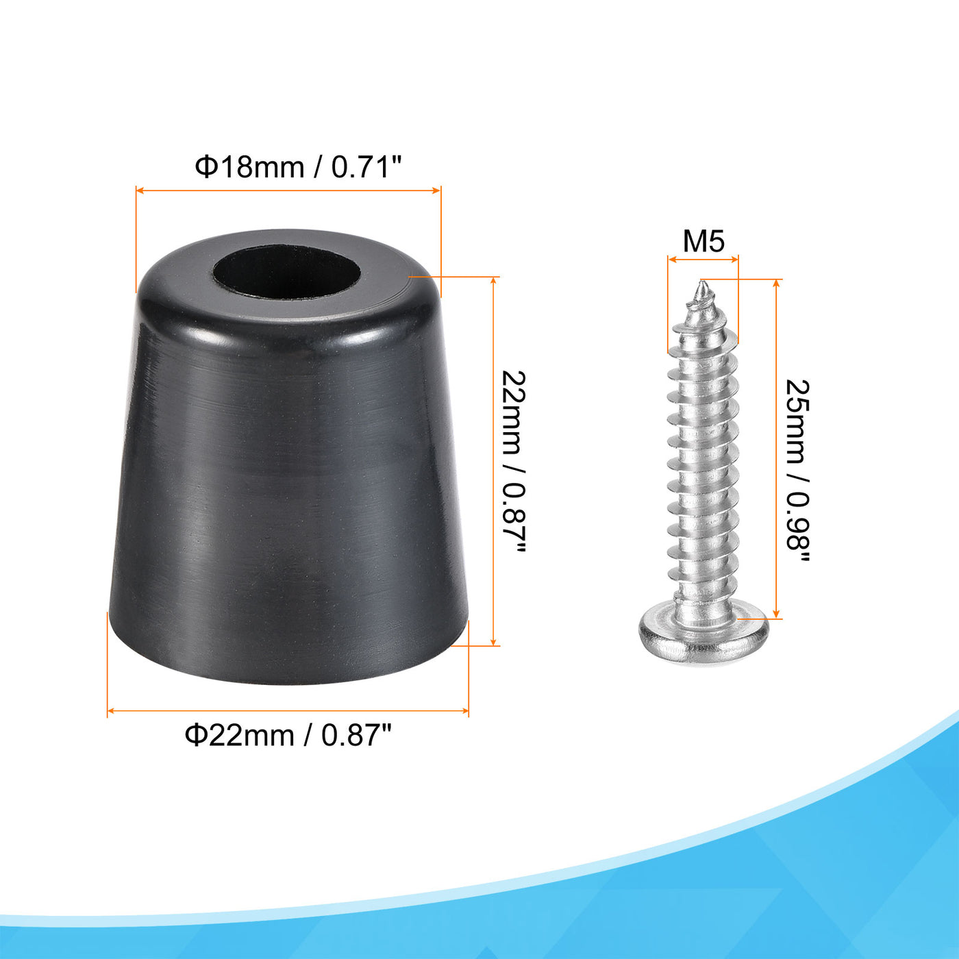 Harfington Rubber Bumper Feet,  Round Pads with Stainless Steel Washer and Screws for Appliances, Electronics