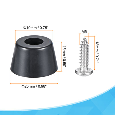 Harfington Rubber Bumper Feet,  Round Pads with Stainless Steel Washer and Screws for Appliances, Electronics