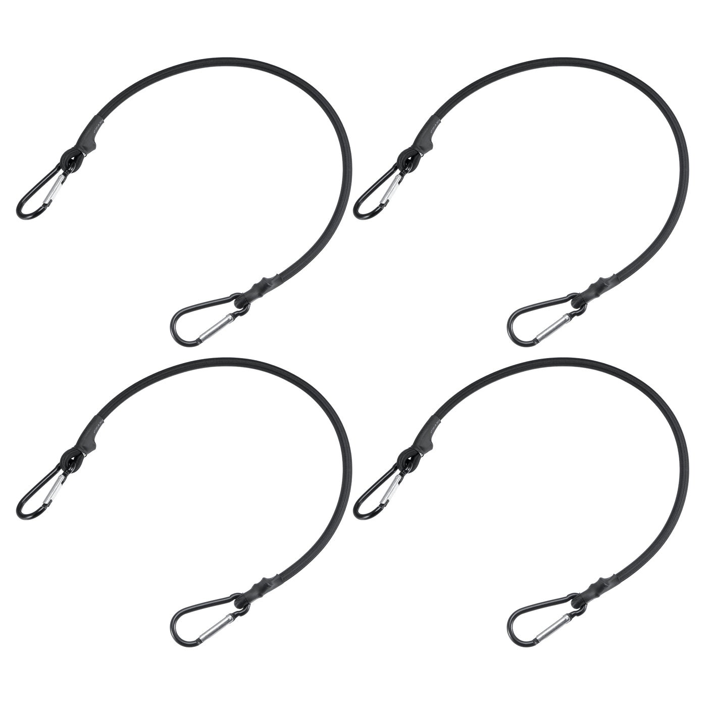 Harfington Elastic Cords with Hooks, 60cm/23.6 Inch Shock Rope 2 Snap Clips Tie Down for Camping Cargo Luggage Storage, Black Pack of 4
