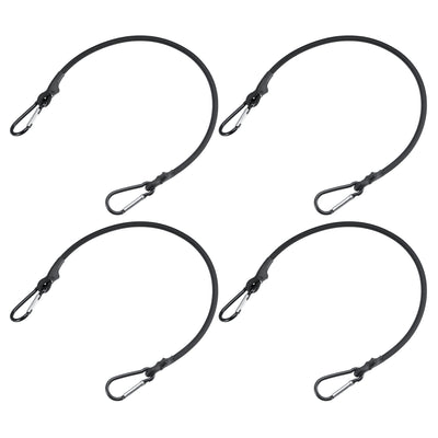 Harfington Elastic Cords with Hooks, 60cm/23.6 Inch Shock Rope 2 Snap Clips Tie Down for Camping Cargo Luggage Storage, Black Pack of 4