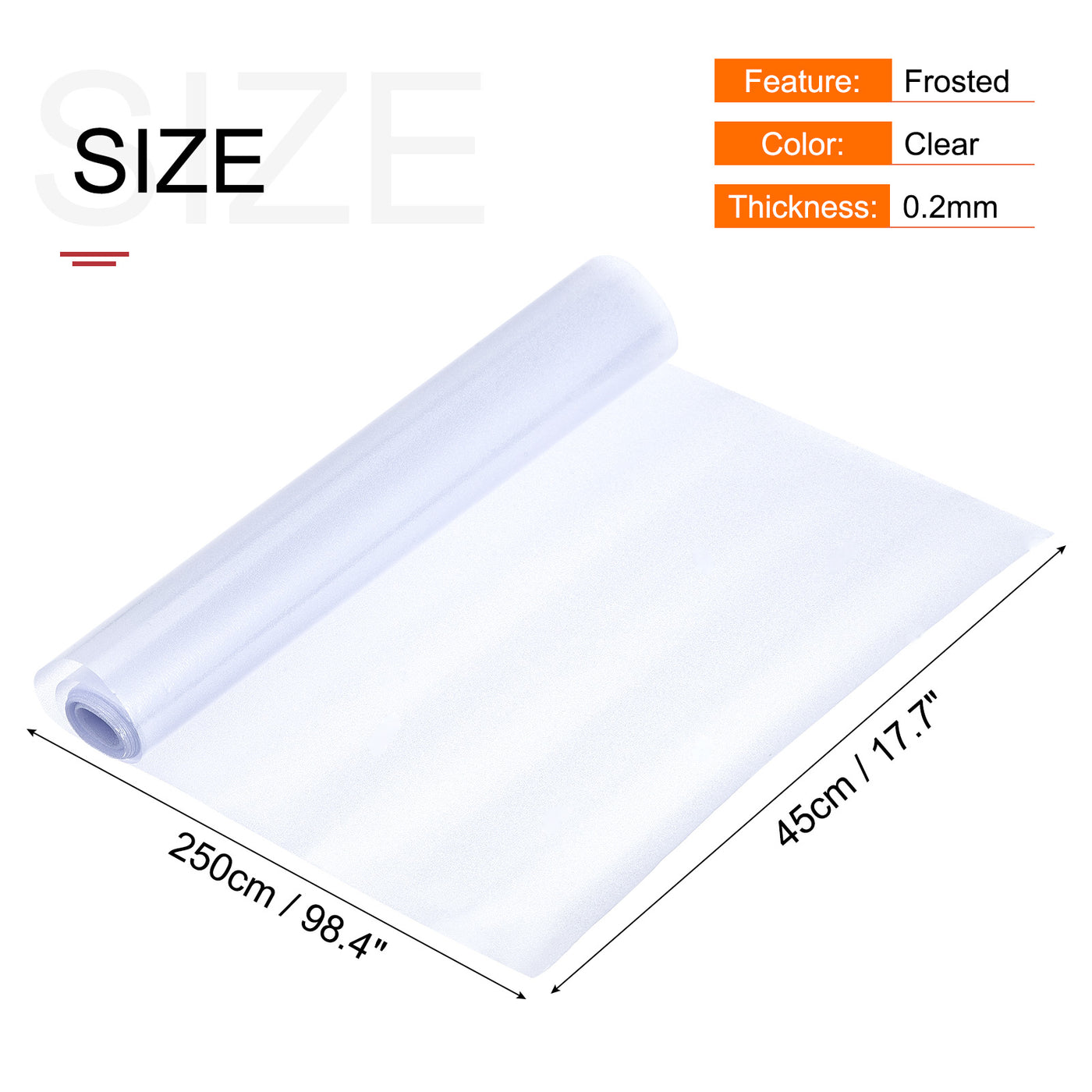 Harfington Privacy Window Film PVC Frosted 98.4"x1.7" Covering for Bathroom Office Clear