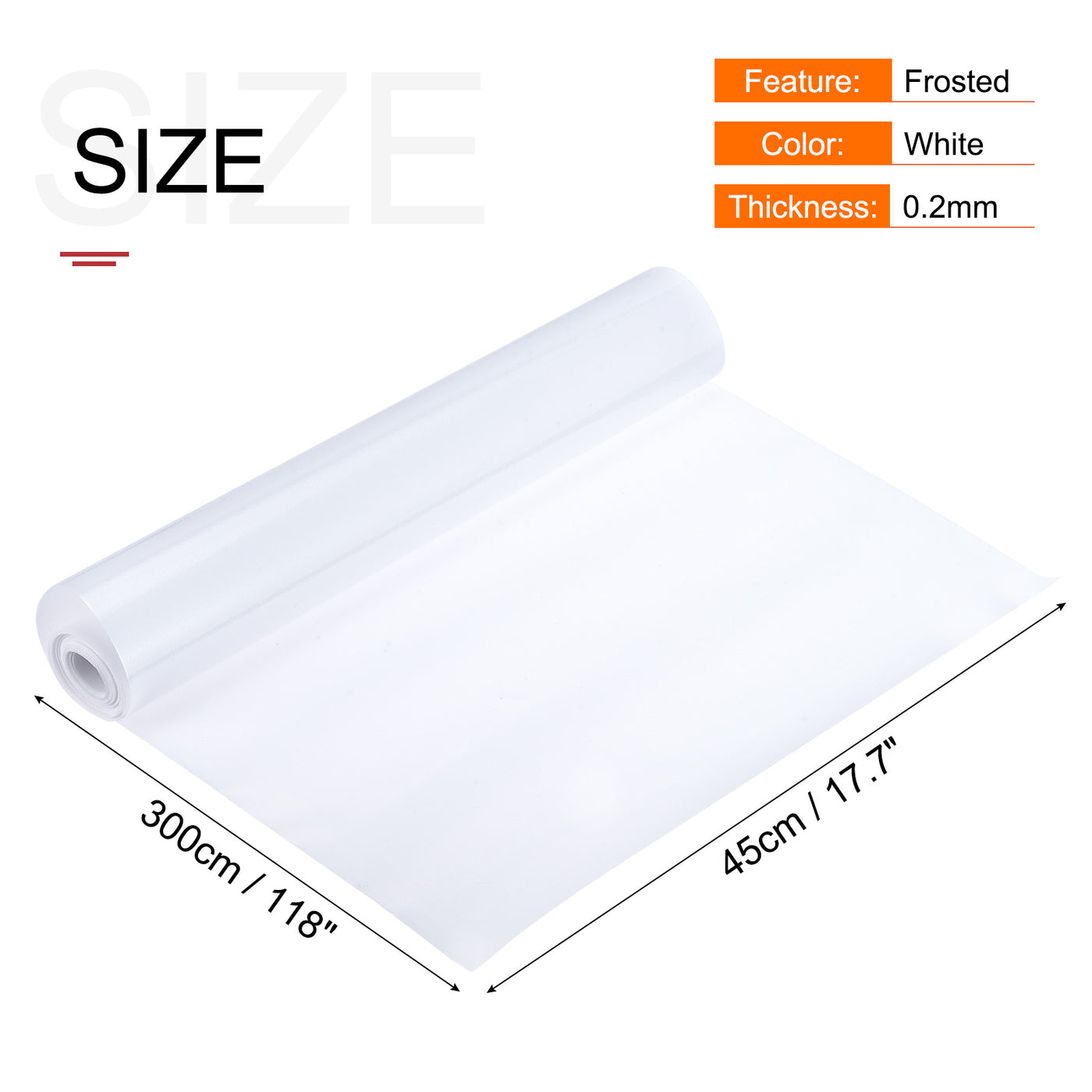 Harfington Privacy Window Film PVC Frosted 118"x17.7" Covering for Bathroom Office White