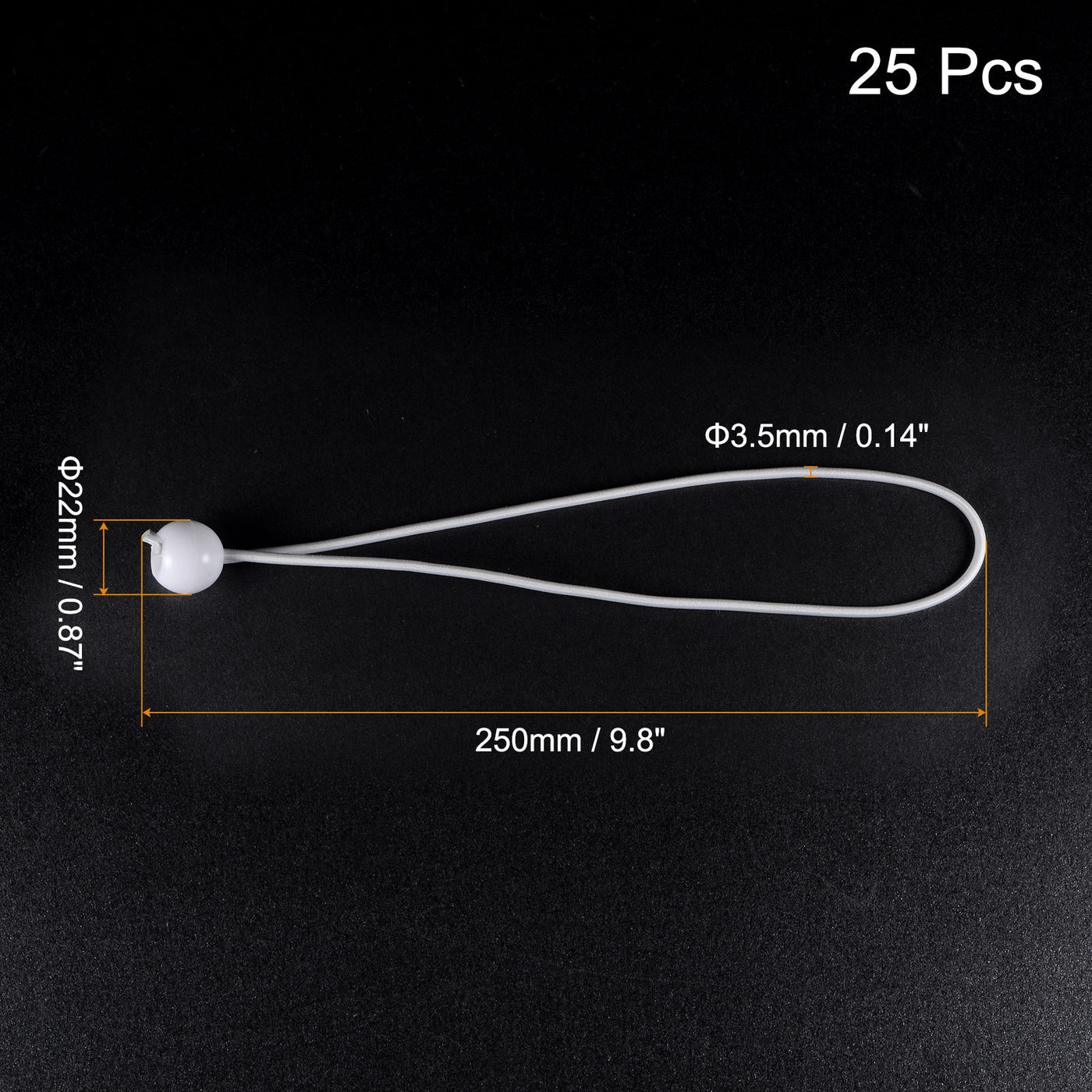 Harfington Ball Cords Elastic String, 250mm/10 Inch Ropes Tie Down Tarp Straps for Camping Canopy Tent Cargo, White Pack of 25