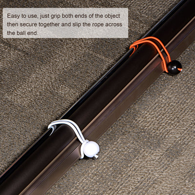 Harfington Ball Cords Elastic String, 250mm/10 Inch Ropes Tie Down Tarp Straps for Camping Canopy Tent Cargo, White Pack of 6