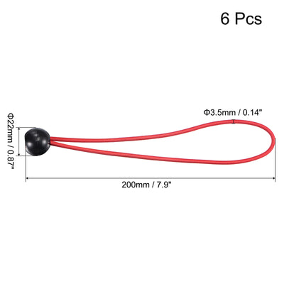 Harfington Ball Cords Elastic String, 200mm/8 Inch Ropes Tie Down Tarp Straps for Camping Canopy Tent Cargo, Red Pack of 6