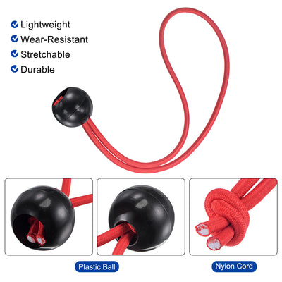 Harfington Ball Cords Elastic String, 200mm/8 Inch Ropes Tie Down Tarp Straps for Camping Canopy Tent Cargo, Red Pack of 6