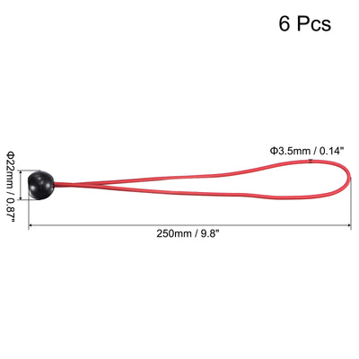 Harfington Ball Cords Elastic String, 250mm/10 Inch Ropes Tie Down Tarp Straps for Camping Canopy Tent Cargo, Red Pack of 6