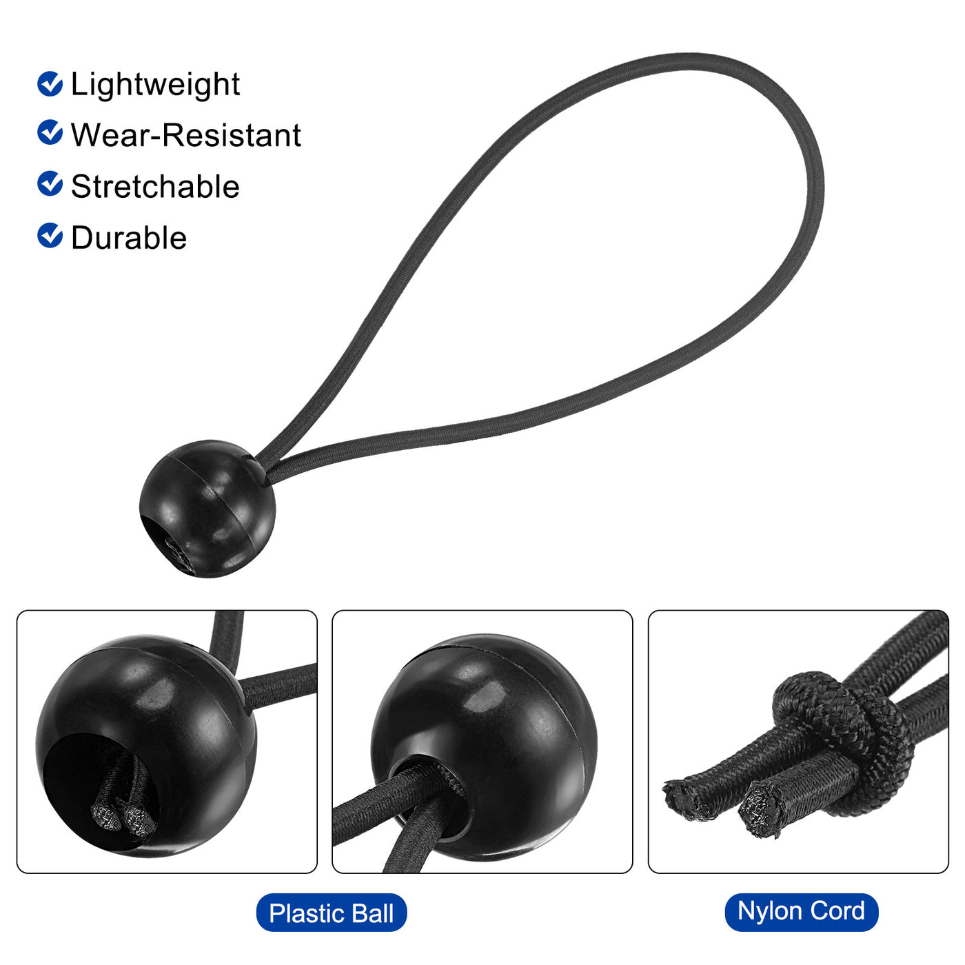 Harfington Ball Cords Elastic String, Rope Tie Down Tarp Straps for Camping Canopy Tent Cargo