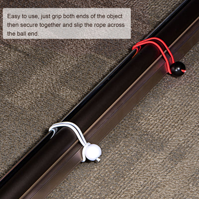 Harfington Ball Cords Elastic String, 180mm/7.1 Inch Ropes Tie Down Tarp Straps for Camping Canopy Tent Cargo, Black Pack of 10