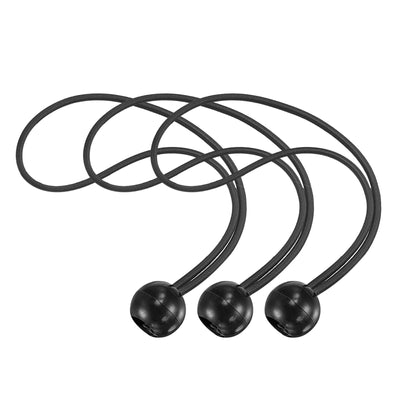 Harfington Ball Cords Elastic String, 180mm/7.1 Inch Ropes Tie Down Tarp Straps for Camping Canopy Tent Cargo, Black Pack of 10