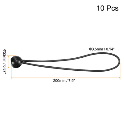 Harfington Ball Cords Elastic String, 200mm/8 Inch Ropes Tie Down Tarp Straps for Camping Canopy Tent Cargo, Black Pack of 10