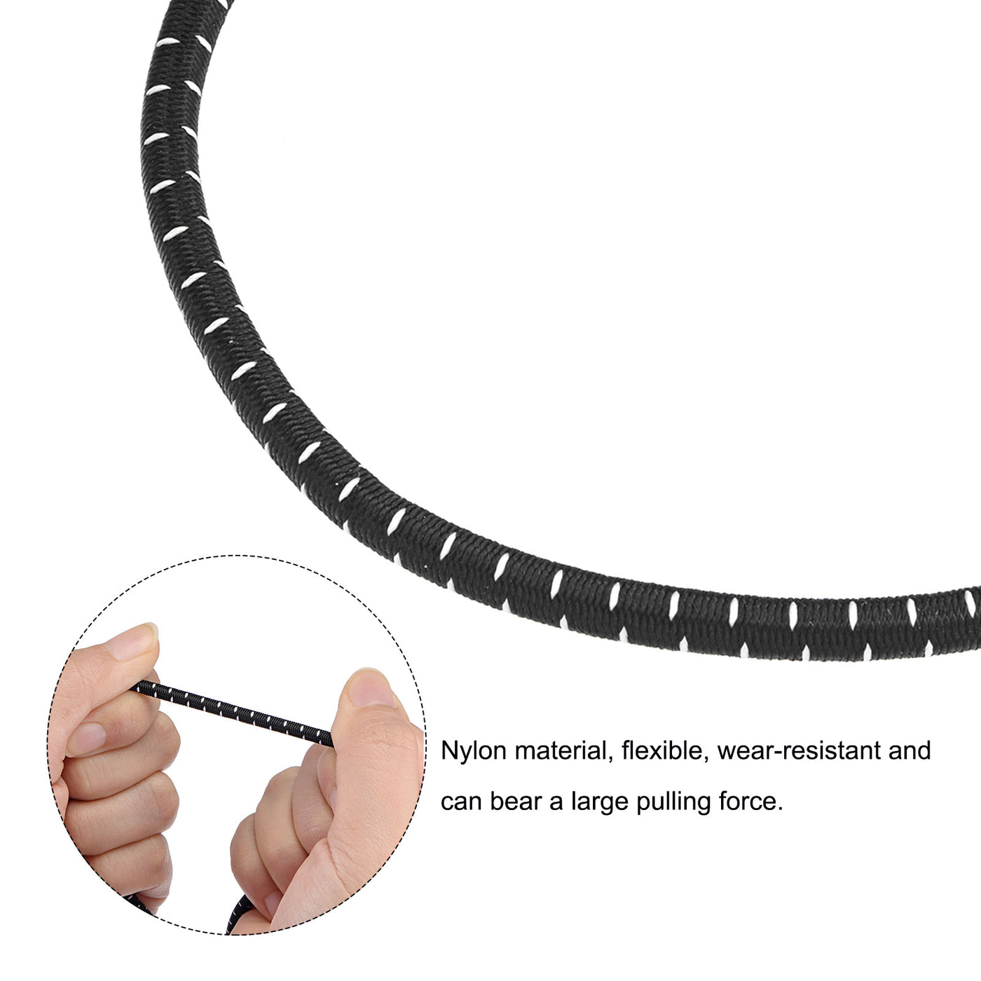 Harfington Ball Cords Elastic String, 100mm/4 Inch Ropes Tie Down Tarp Straps for Camping Canopy Tent Cargo, Black White Pack of 26