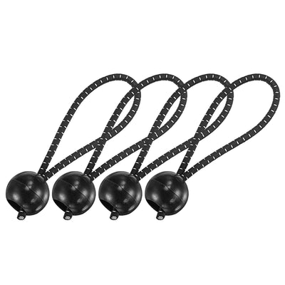 Harfington Ball Cords Elastic String, 100mm/4 Inch Ropes Tie Down Tarp Straps for Camping Canopy Tent Cargo, Black White Pack of 26